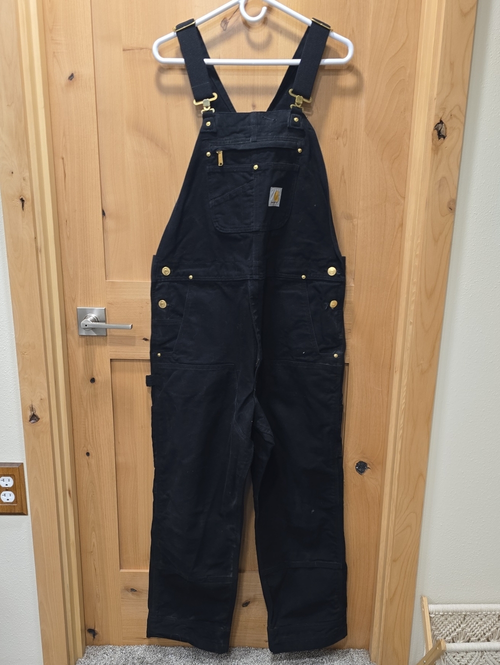 CARHARTT Black Duck Canvas Bib Overalls with Brass Hardware